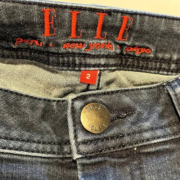 Elle Womens Mid Rise Skinny Jeans Size 2 Dark Wash Blue Denim Stretch Cotton - Picture 4 of 9